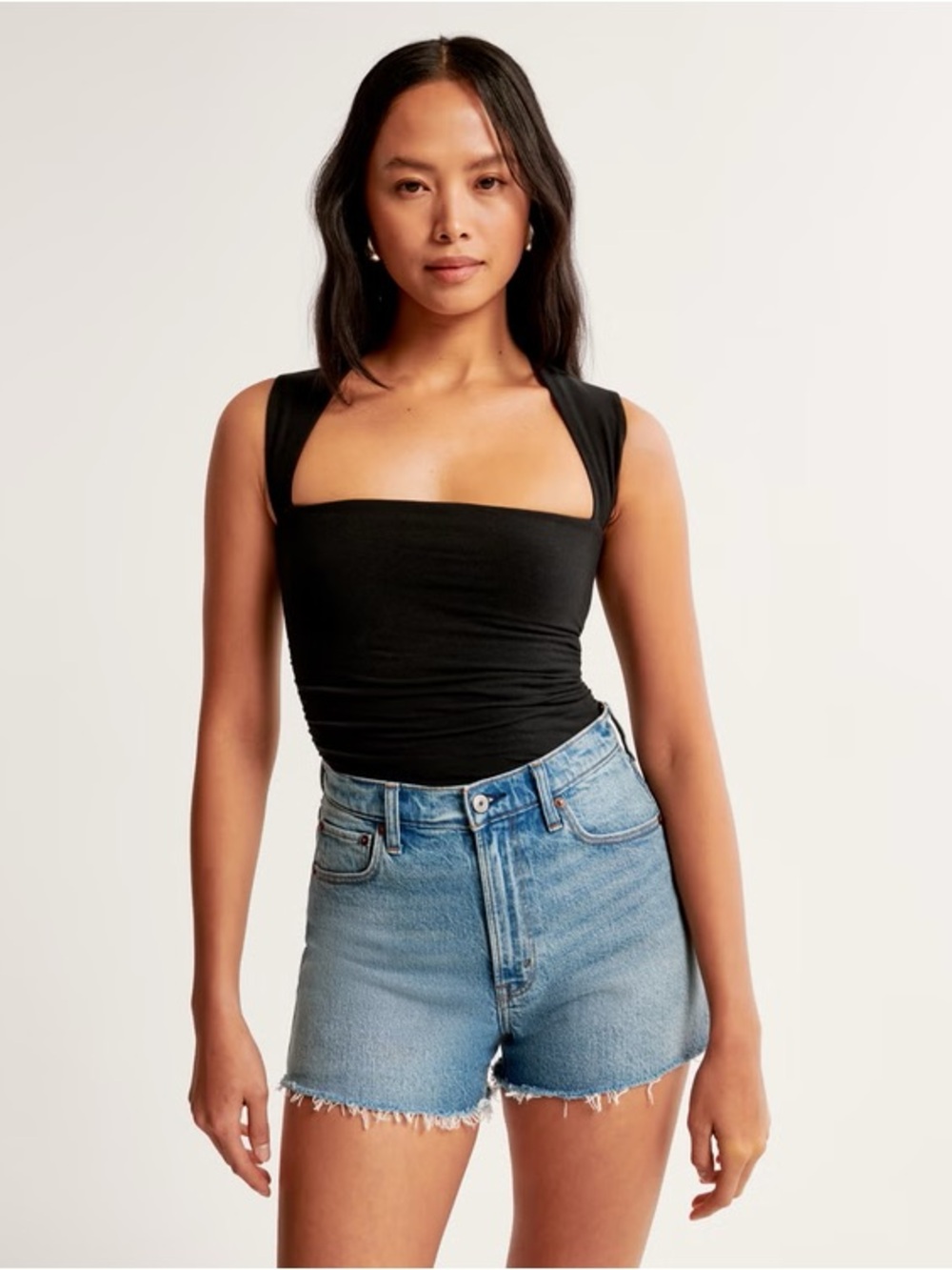 Abercrombie & Fitch The Ava Top Black Square Neck Tank Top size M NWT